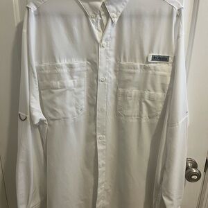 Columbia Men's Classic White PFG Button Down Shirt